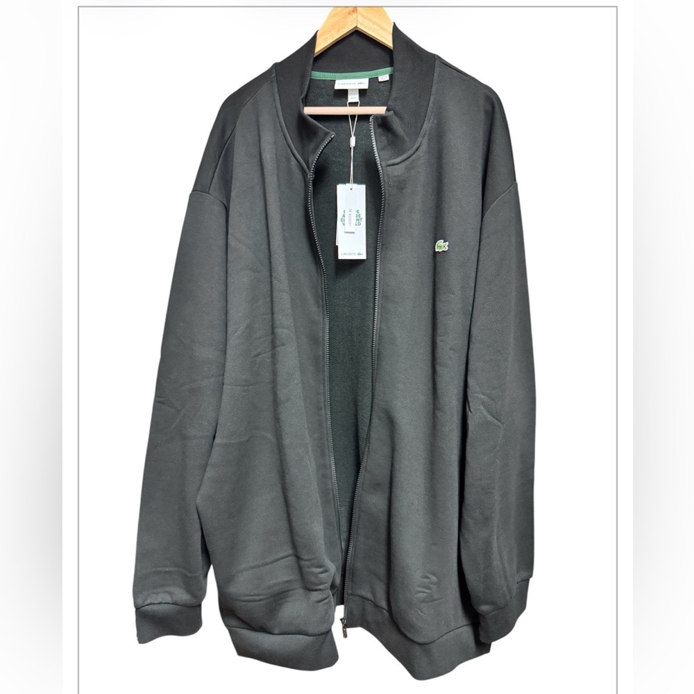NEW! Lacoste Black Zip Up Jacket Big & Tall 5xlb- 12R - Hard To Find
